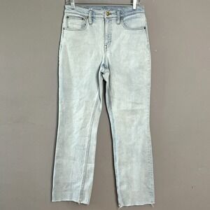 J.Crew Full Length Demi Boot Jeans Size 28 Light Wash Blue‎ Mid-Rise Raw Hems